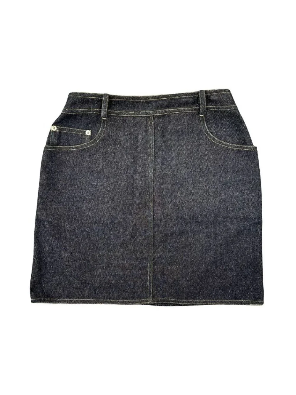 Chanel Vintage CC Logo Cotton Denim Skirt 38 Blue